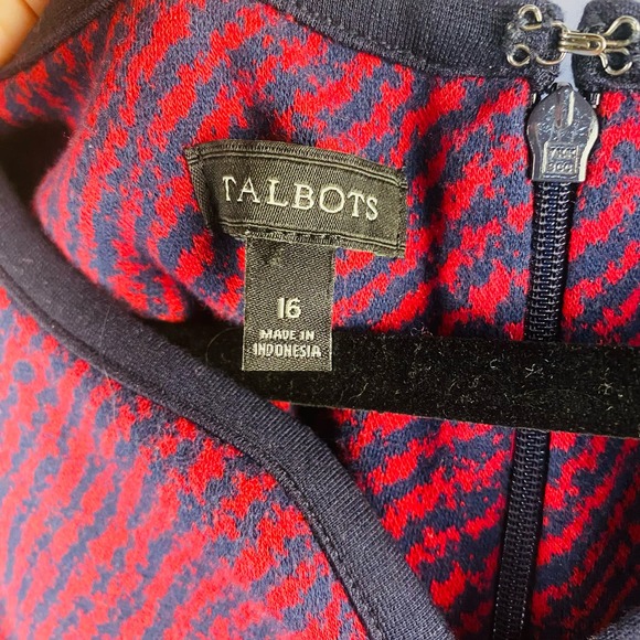 Talbots Red and Blue Striped Short Sleeved Sheath Dress Knee-Length Size 16 - Picture 4 of 10